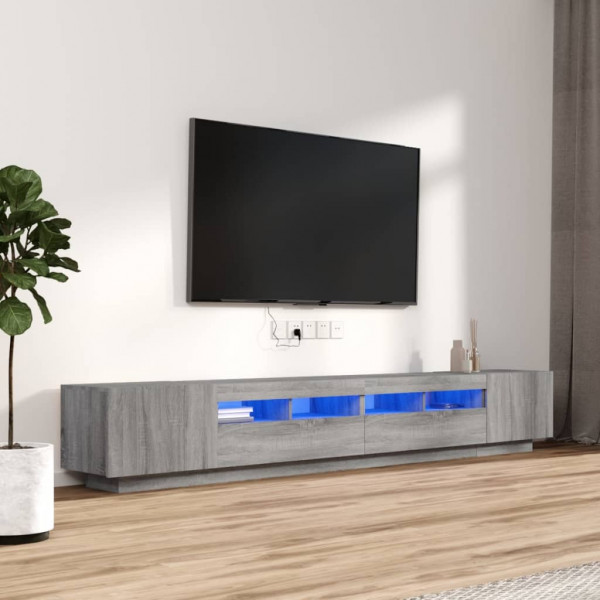 Set muebles TV con LEDs 3 pzas madera contrachapada gris Sonoma D