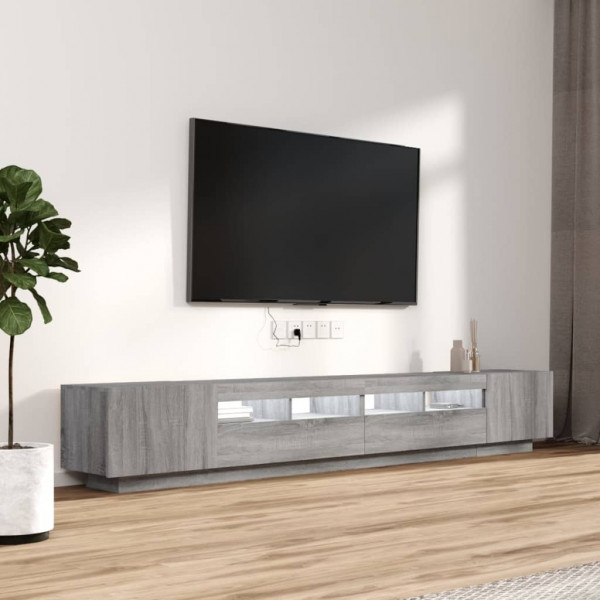 Set muebles TV con LEDs 3 pzas madera contrachapada gris Sonoma M 5