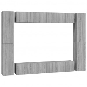 Set de muebles para TV 10 pzas madera contrachapada gris Sonoma H