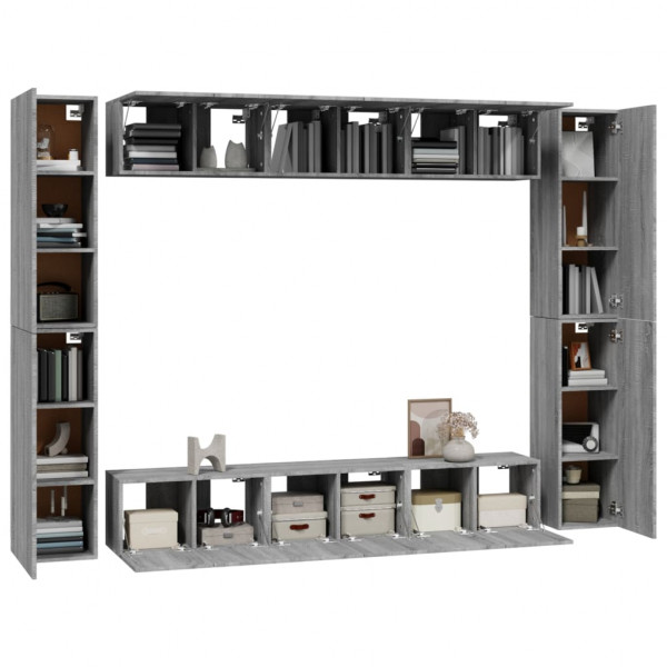 Set de muebles para TV 10 pzas madera contrachapada gris Sonoma M 4