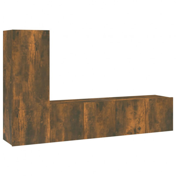 Set de muebles de TV 3 pzas madera contrachapada roble ahumado M 2