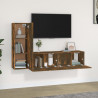 Set de muebles de TV 3 pzas madera contrachapada roble ahumado 3