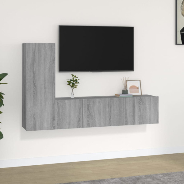 Set de muebles para TV 3 pzas madera contrachapada gris Sonoma D