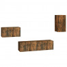 Set de muebles de TV 4 pzas madera contrachapada roble ahumado 2