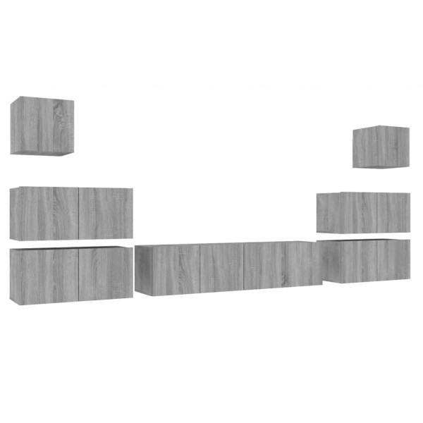 Set de muebles para TV 8 pzas madera contrachapada gris Sonoma M 2