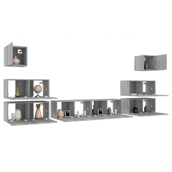 Set de muebles para TV 8 pzas madera contrachapada gris Sonoma M 4