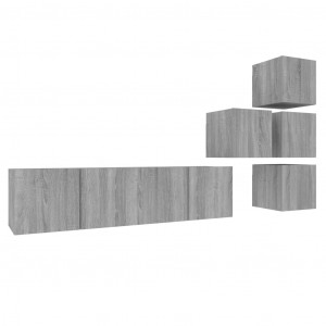 Set de muebles para TV 6 pzas madera contrachapada gris Sonoma H