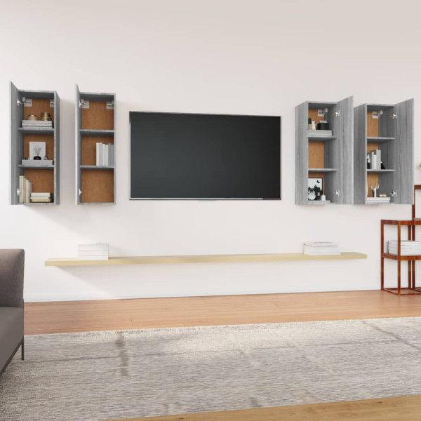 Muebles TV 4 uds madera contrachapada gris Sonoma 30.5x30x90 cm M 3