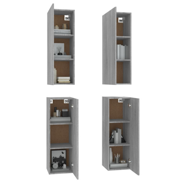 Móveis TV 4 pcs cinza madeira compensada Sonoma 30.5x30x90 cm M 4