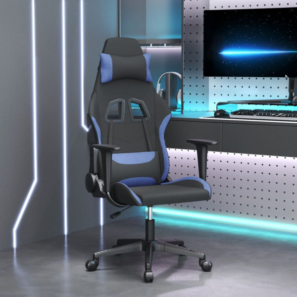 Silla gaming de masaje tela negro y azul D