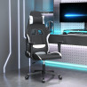 Silla gaming de masaje tela negro y blanco 1
