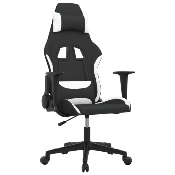 Silla gaming de masaje tela negro y blanco M 2