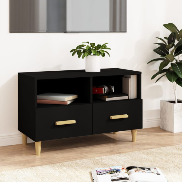 Mueble para TV madera contrachapada negro 80x36x50 cm D