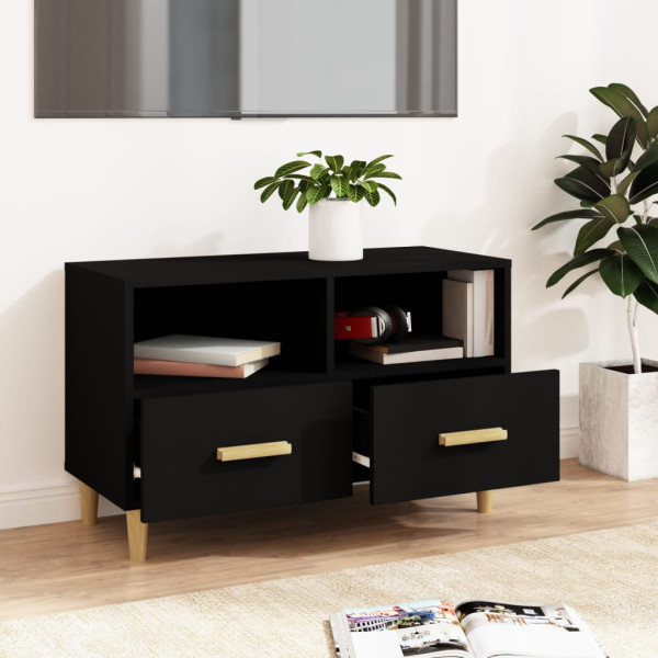 Mueble para TV madera contrachapada negro 80x36x50 cm M 3