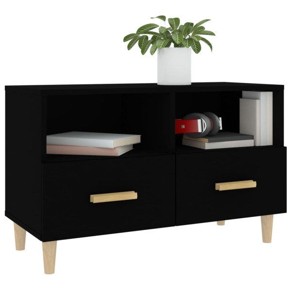 Mueble para TV madera contrachapada negro 80x36x50 cm M 4