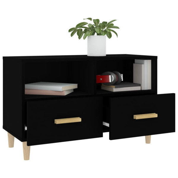 Mueble para TV madera contrachapada negro 80x36x50 cm M 5