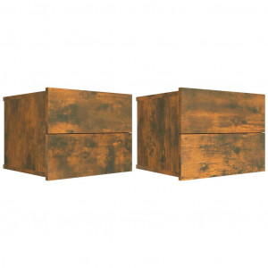 Mesita de noche madera contrachapada roble ahumado 40x30x30 cm H