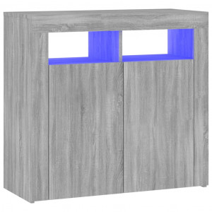 Aparador com luzes LED 80x35x75 cm cinzento sonoma H