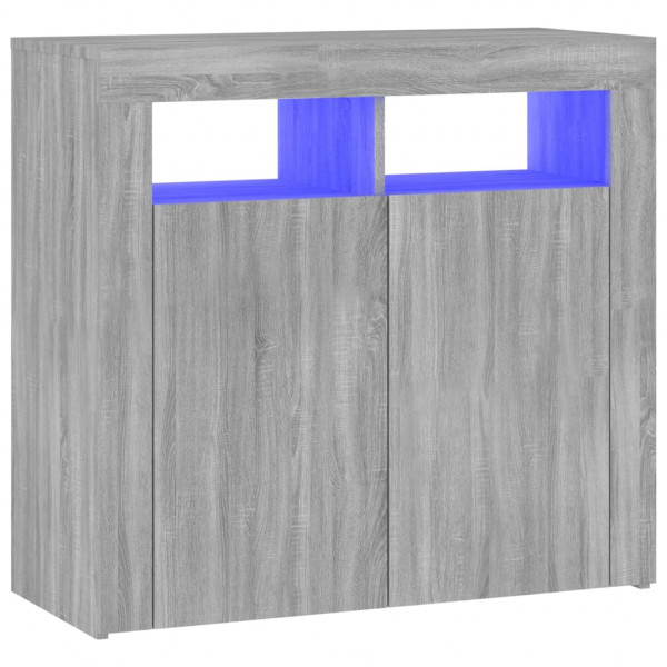 Aparador com luzes LED 80x35x75 cm cinzento sonoma M 2