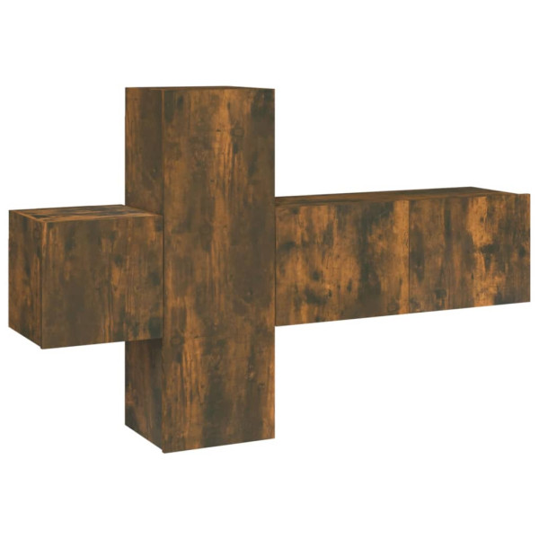 Set de muebles de TV 3 pzas madera contrachapada roble ahumado M 2