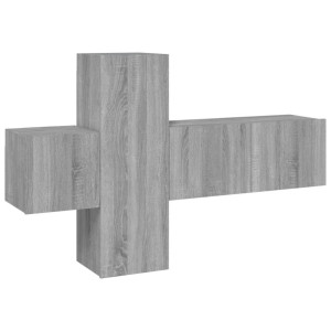Set de muebles para TV 3 pzas madera contrachapada gris Sonoma H