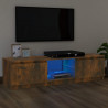 Mueble de TV con luces LED roble ahumado 120x30x35.5 cm 1