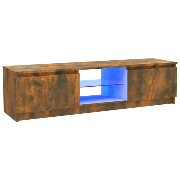 Mueble de TV con luces LED roble ahumado 120x30x35.5 cm M 2