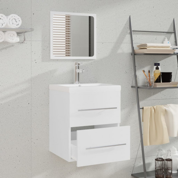 Mueble de baño con lavabo madera contrachapada blanco M 3