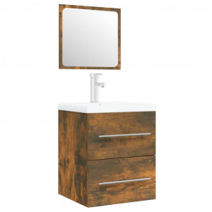 Mueble de baño con lavabo madera contrachapada roble ahumado H