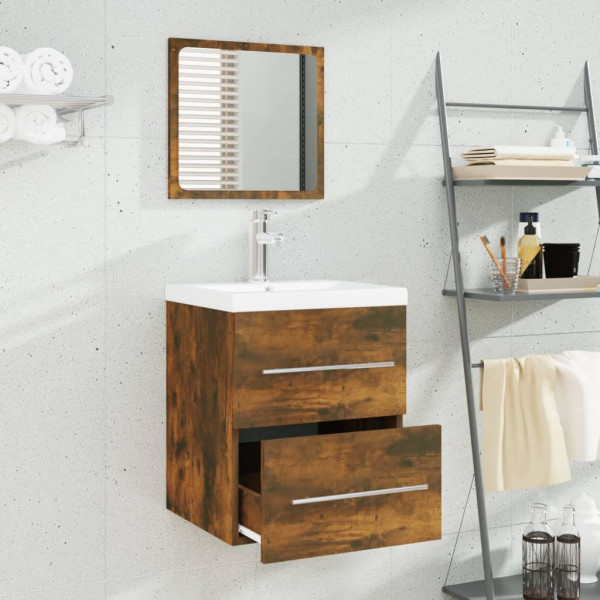 Mueble de baño con lavabo madera contrachapada roble ahumado M 3