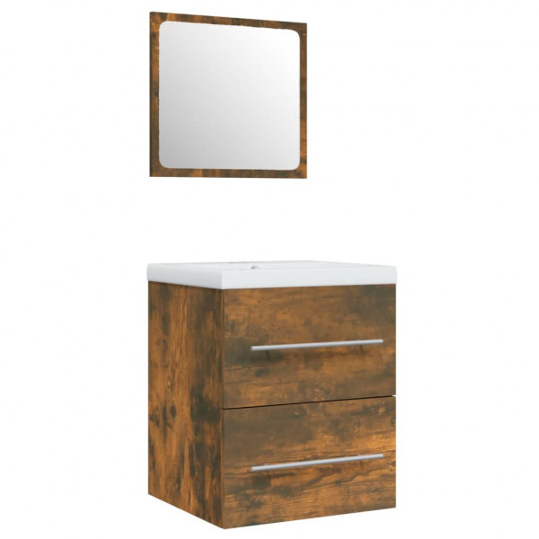 Mueble de baño con lavabo madera contrachapada roble ahumado M 4