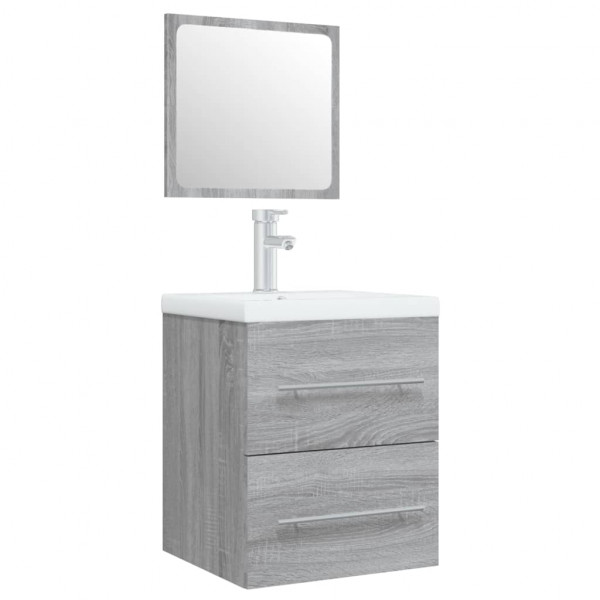 Mueble de baño con lavabo madera contrachapada gris Sonoma M 2