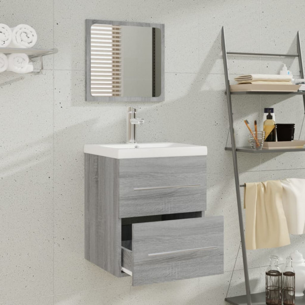Mueble de baño con lavabo madera contrachapada gris Sonoma M 3