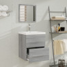 Mueble de baño con lavabo madera contrachapada gris Sonoma 3