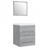 Mueble de baño con lavabo madera contrachapada gris Sonoma 4