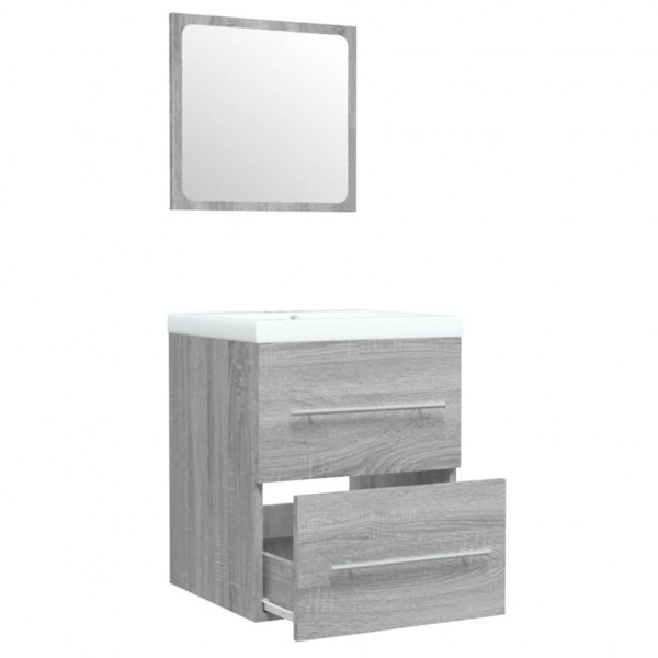 Mueble de baño con lavabo madera contrachapada gris Sonoma M 5
