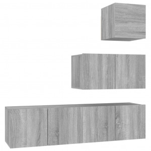 Set de muebles para TV 4 pzas madera contrachapada gris Sonoma H