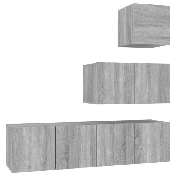 Set de muebles para TV 4 pzas madera contrachapada gris Sonoma M 2