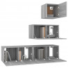 Set de muebles para TV 4 pzas madera contrachapada gris Sonoma 4