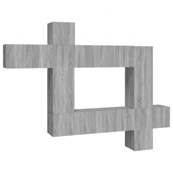 Conjunto de móveis para TV 10 peças compensado cinza Sonoma M 2