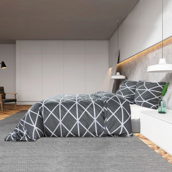 Juego de funda nórdica algodón gris 240x220 cm M 4