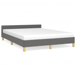 Estructura de cama con cabecero de tela gris oscuro 140x190 cm H