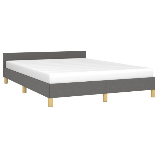 Estructura de cama con cabecero de tela gris oscuro 140x190 cm M 3