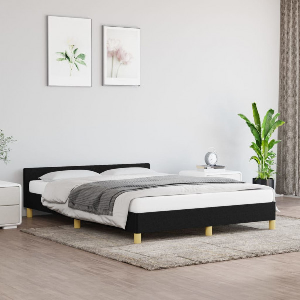 Estructura de cama con cabecero de tela negro 140x190 cm D