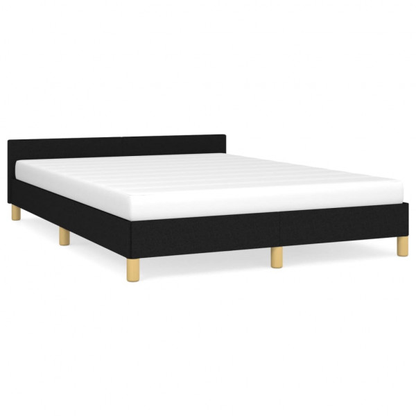 Estructura de cama con cabecero de tela negro 140x190 cm M 2