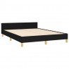 Estructura de cama con cabecero de tela negro 140x190 cm 4