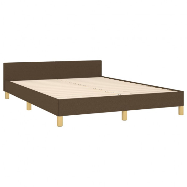 Estructura de cama con cabecero de tela marrón oscuro 140x190cm M 4