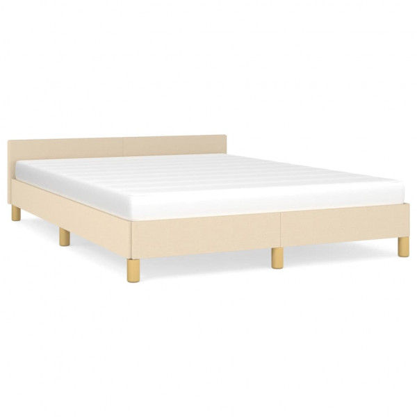 Estructura de cama con cabecero de tela color crema 140x190 cm M 2