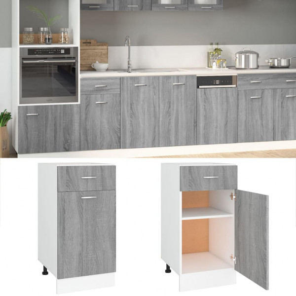 Armario bajo de cocina contrachapada gris Sonoma 40x46x81.5 cm D