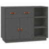 Aparador de madera maciza de pino gris 98.5x40x75 cm 2